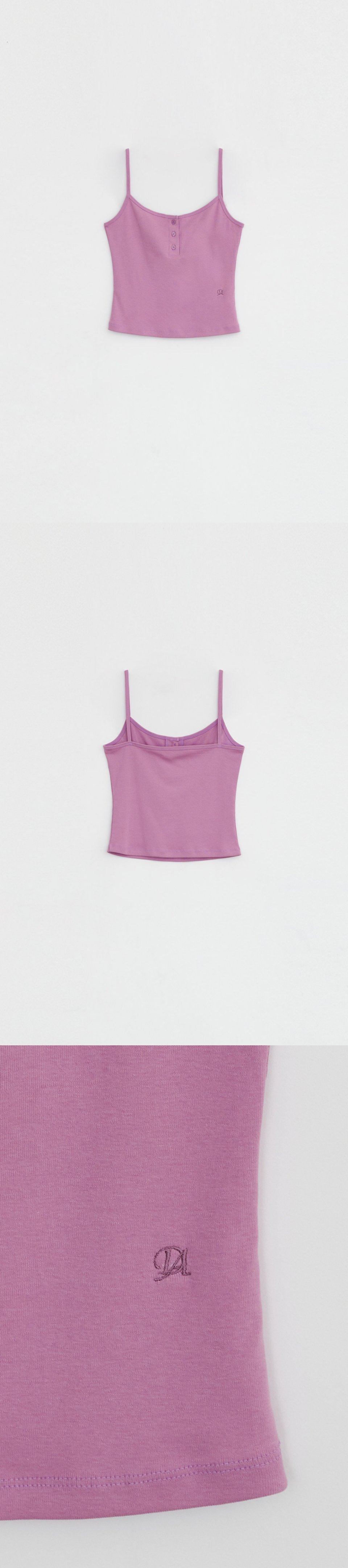 DIAGONAL HENLEY BUTTON CAMISOLE - 4 COLORS GREY