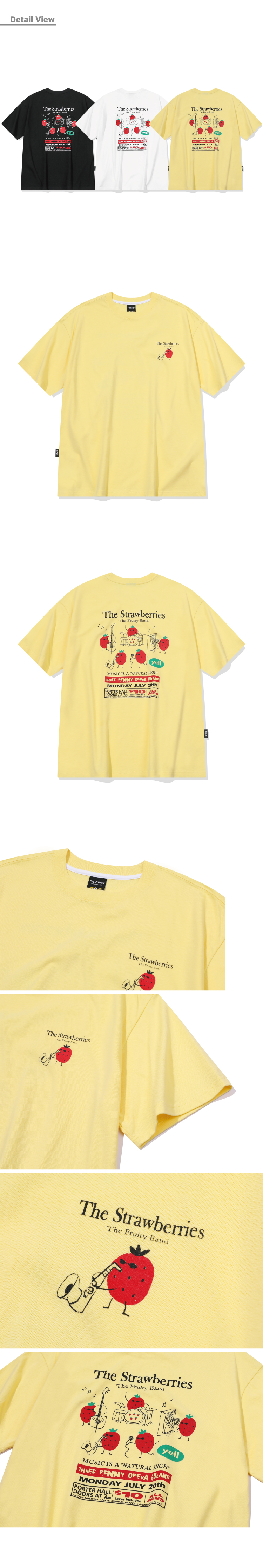 STRAWBERRY BAND SHORT SLEEVE TEE - 3 COLORS AS SHOWN