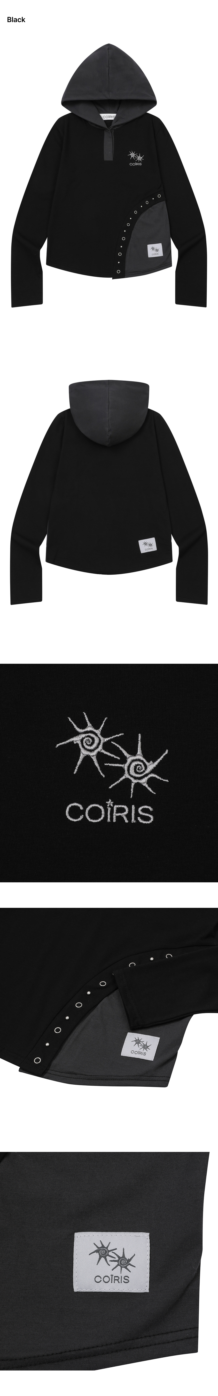 CONTRAST SLIM FIT HOODIE TEE BLACK