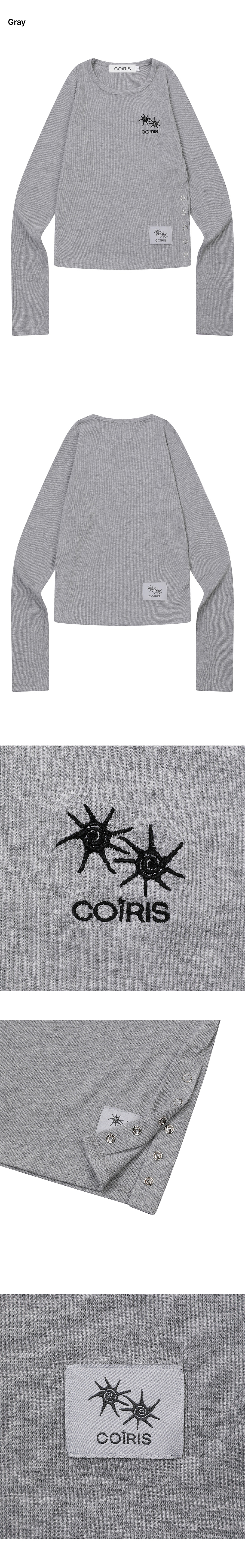 SORE SIDE BUTTON LONG SLEEVE TEE - 3 COLORS CHARCOAL