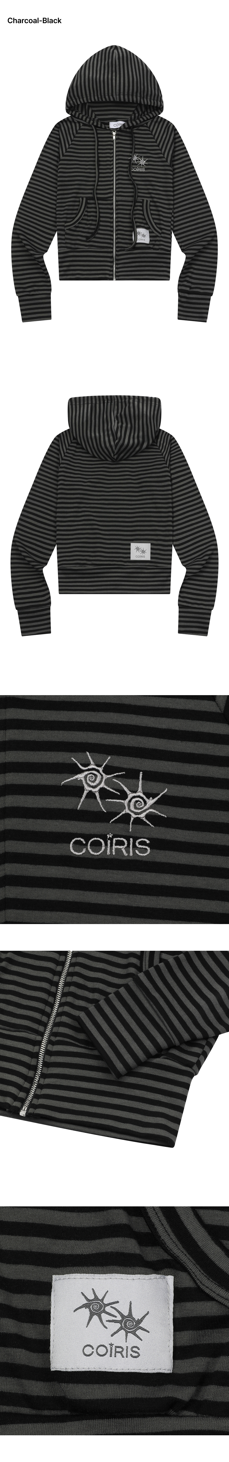 STRIPE SLIM HOODIE CHARCOAL