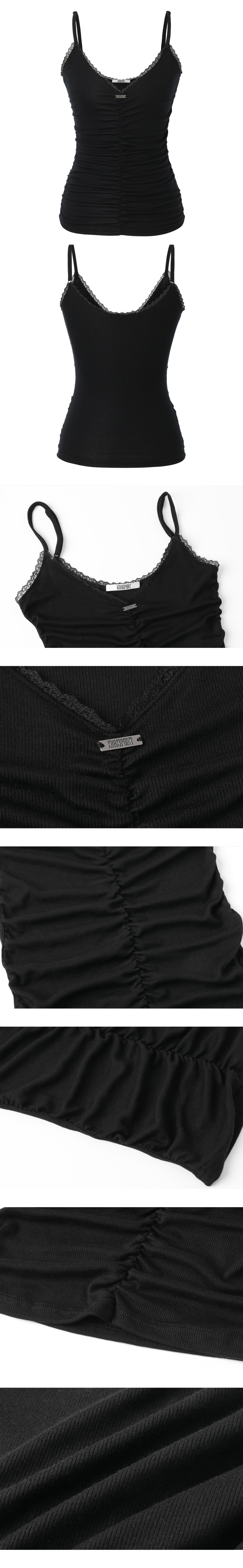 KHAKIPOINT LACE SHIRRING SLEEVELESS - 3 COLORS BLACK