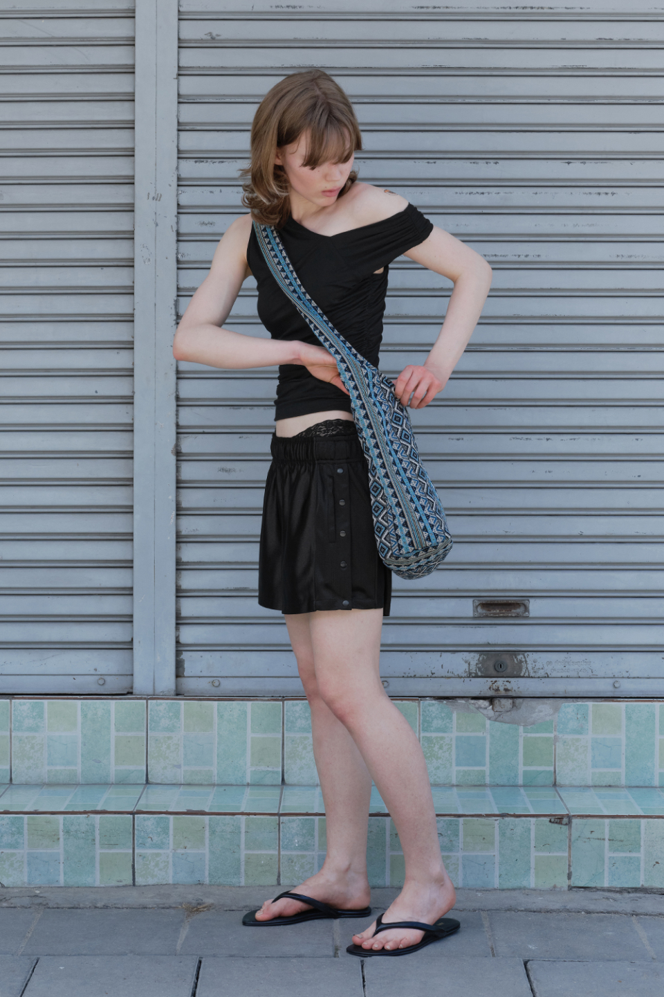썬번프로젝트(SUNBURNPROJECT) JACQUARD CROSS BAG, BLUE - 사이즈