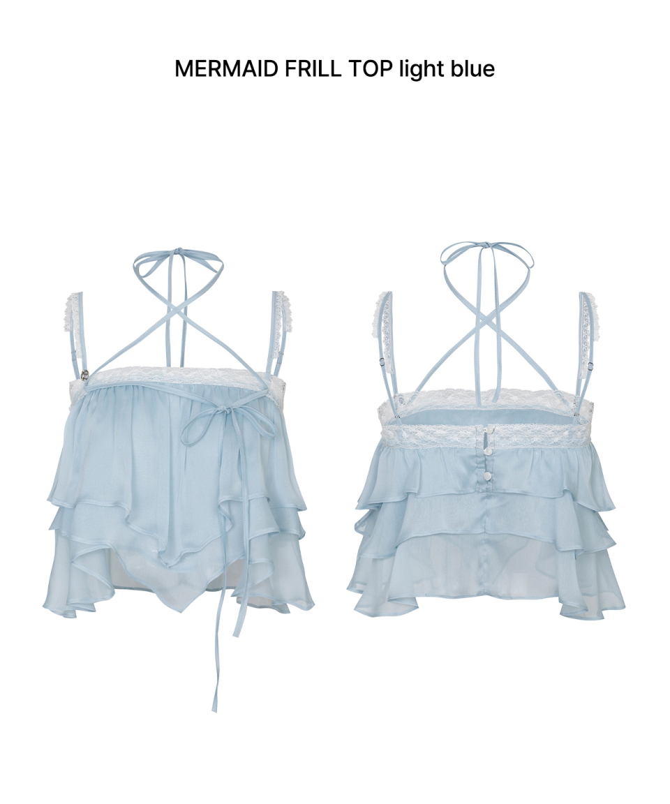 PAINORPLEASURE MERMAID FRILL TOP - 4 COLORS BLUE