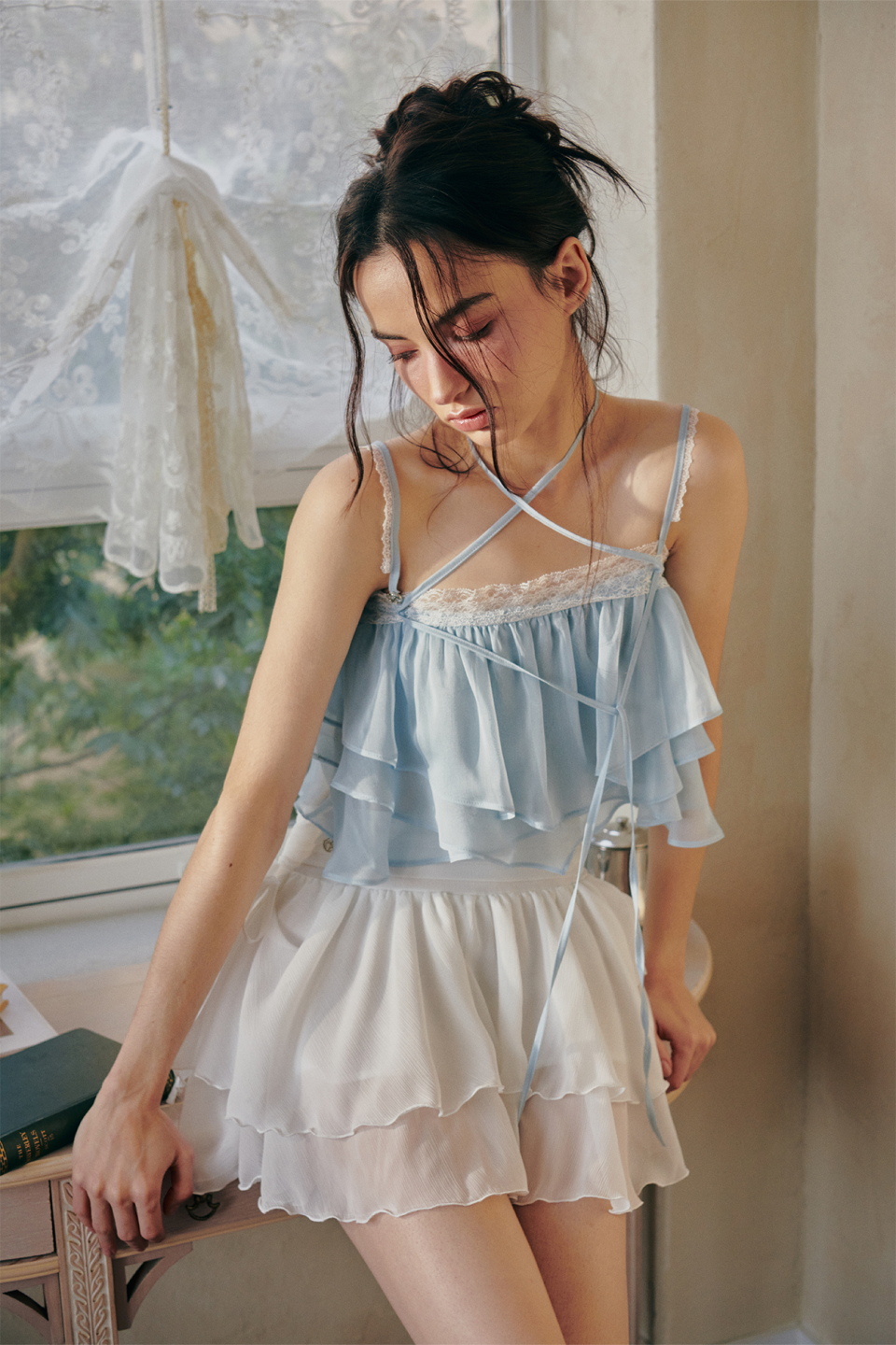 PAINORPLEASURE MERMAID FRILL TOP - 4 COLORS BLUE