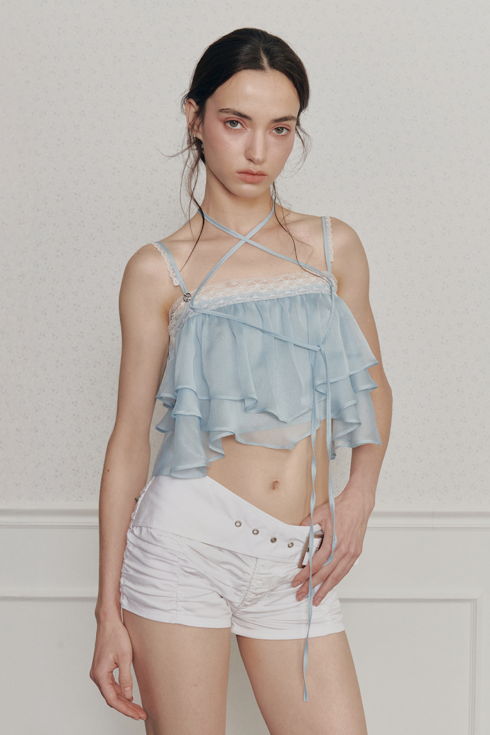 PAINORPLEASURE MERMAID FRILL TOP - 4 COLORS BLUE