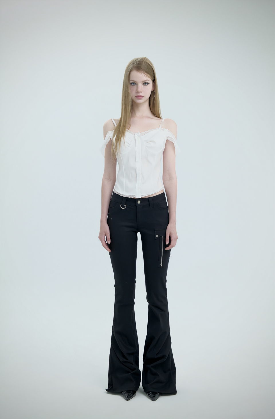SWAN LACE RIBBON BLOUSE, WHITE - 2 COLORS WHITE