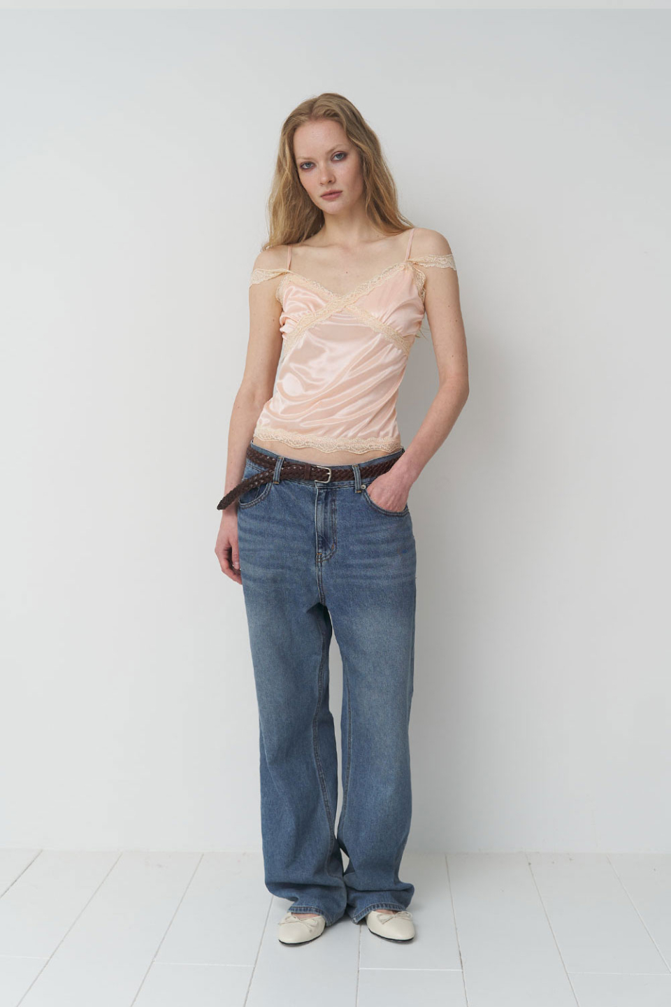 PREFERPREFER DOUBLE STRAP LACE CAMISOLE - 2 COLORS PINK