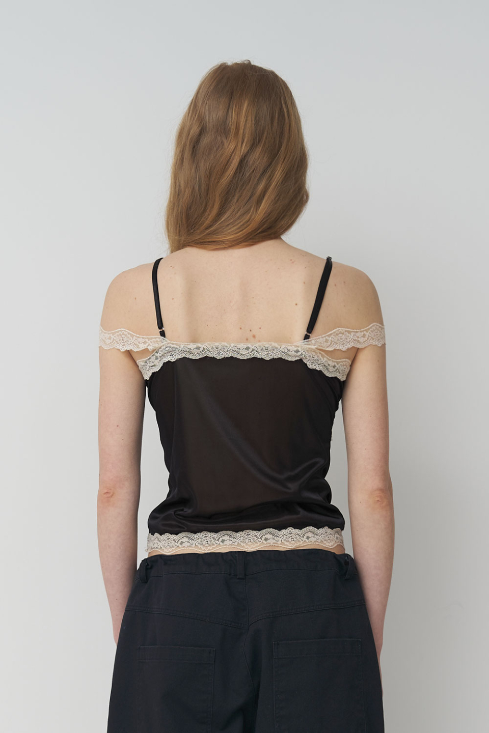 PREFERPREFER DOUBLE STRAP LACE CAMISOLE - 2 COLORS BLACK