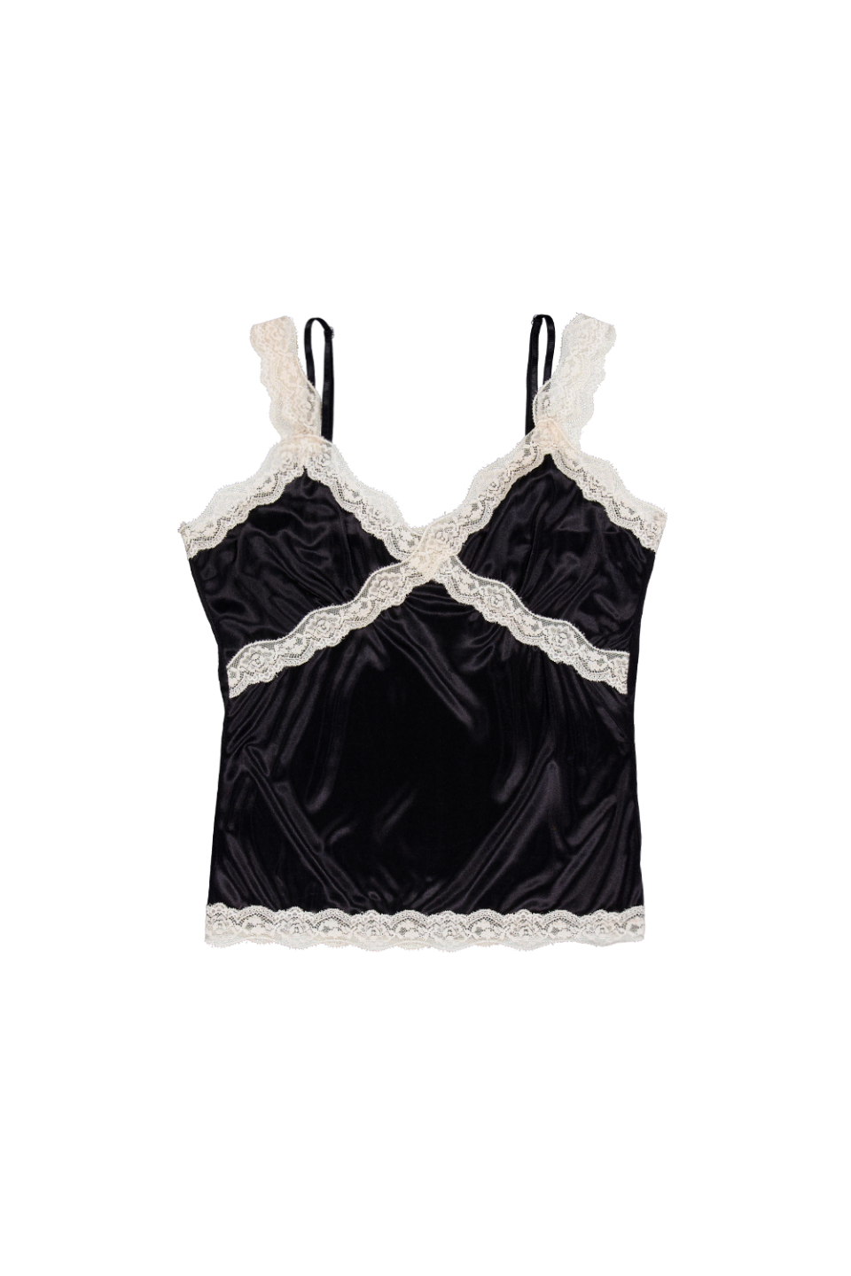 PREFERPREFER DOUBLE STRAP LACE CAMISOLE - 2 COLORS BLACK