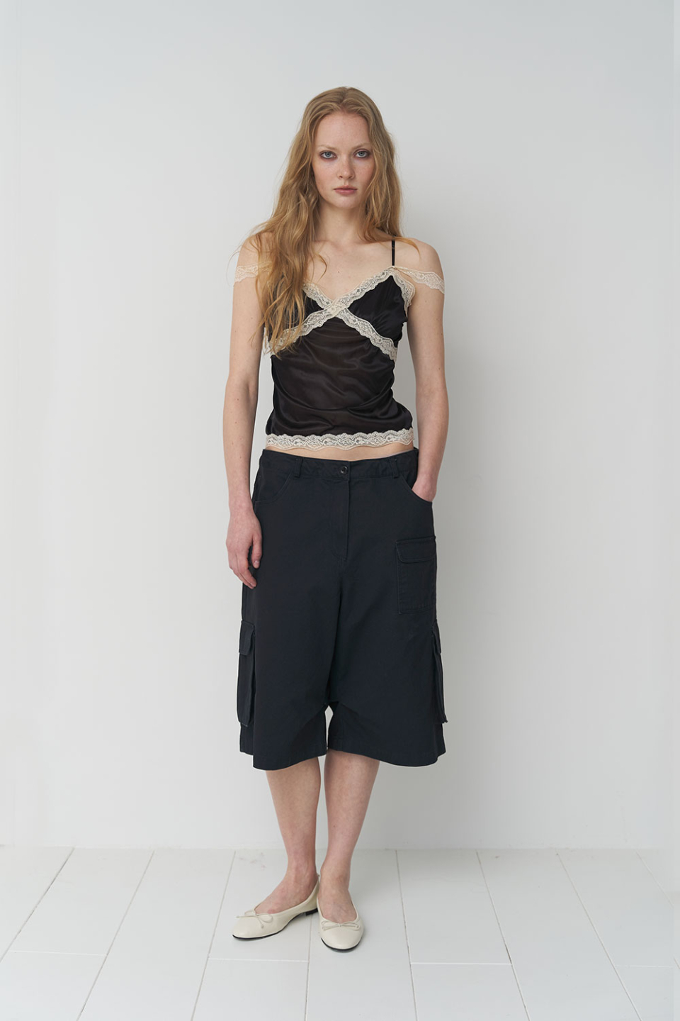 PREFERPREFER DOUBLE STRAP LACE CAMISOLE - 2 COLORS BLACK