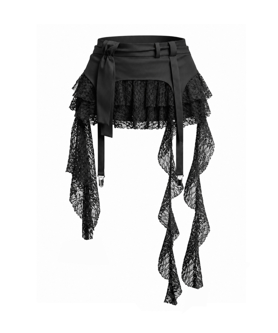 SHAPED VEIL SKIRT - 2 COLORS BLACK