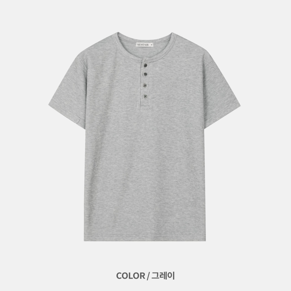 2PACK RIBBED MUSCLE FIT HENLEY NECK SHORT SLEEVE TEE - 4 COLORS IVORY
