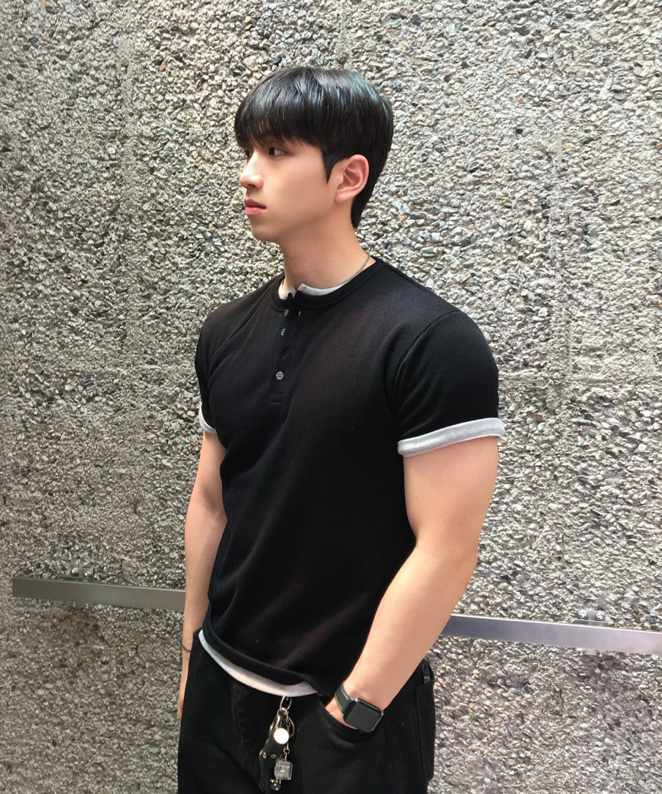 2PACK RIBBED MUSCLE FIT HENLEY NECK SHORT SLEEVE TEE - 4 COLORS IVORY