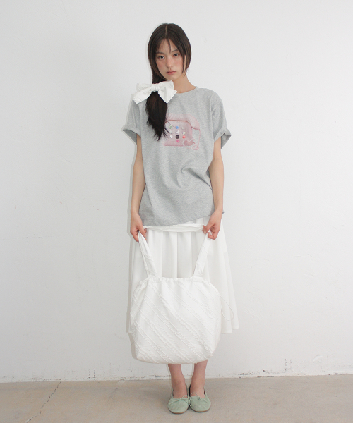RONRON BUTTON RETRO TELEPHONE T SHIRT GREY