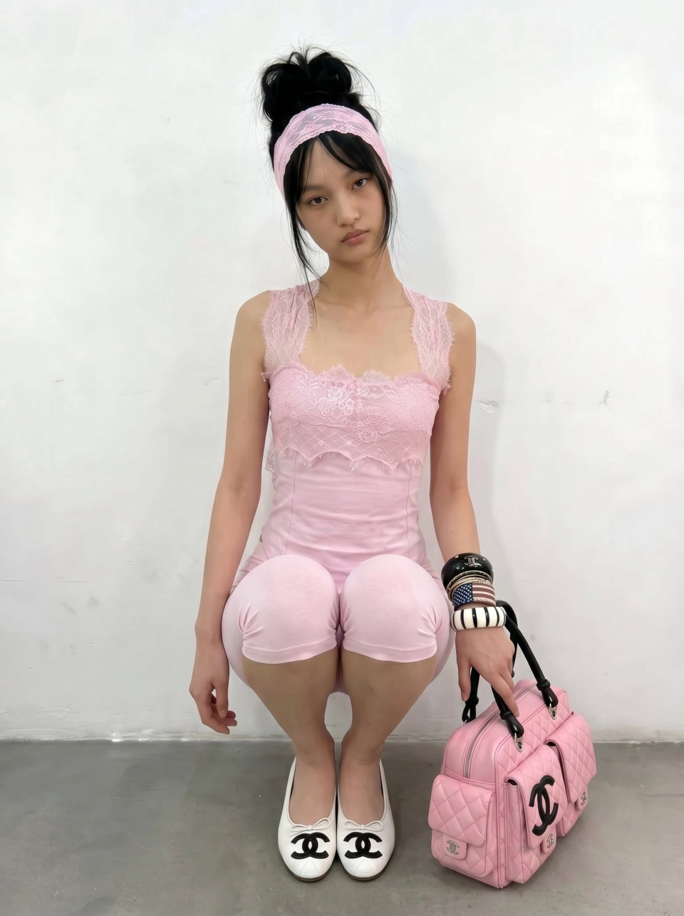 BNFROM BABY PINK LACE HALTER TOP AS SHOWN