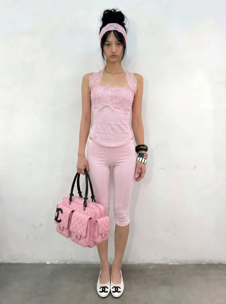 BNFROM BABY PINK LACE HALTER TOP AS SHOWN