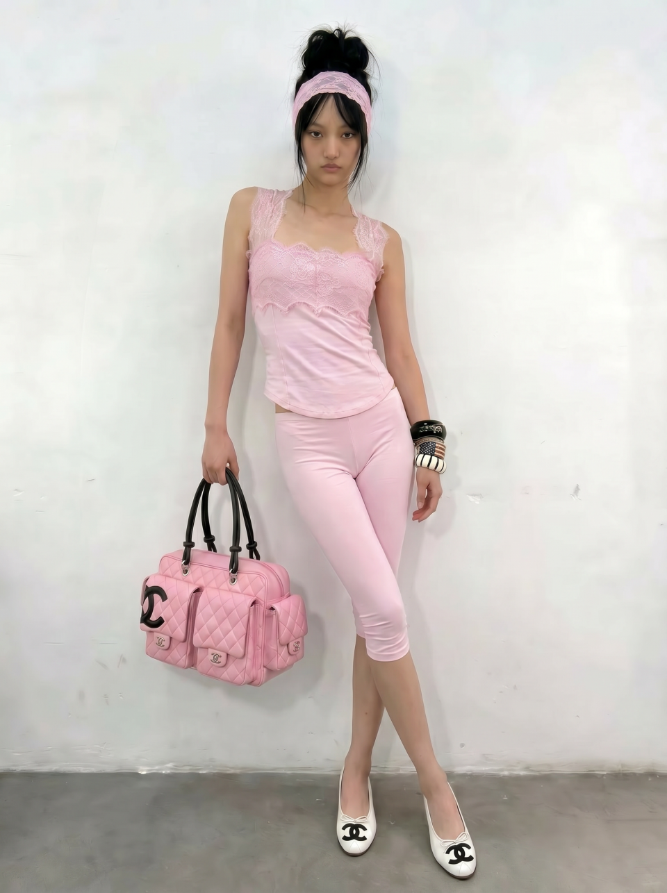 BNFROM BABY PINK LACE HALTER TOP AS SHOWN