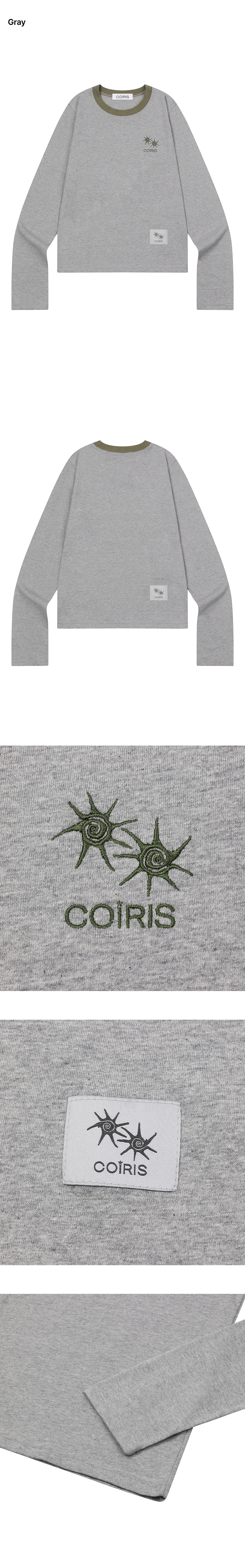 LORA SMALL LOGO ROUND NECK CONTRAST LONG SLEEVE TEE - 3 COLORS BLACK