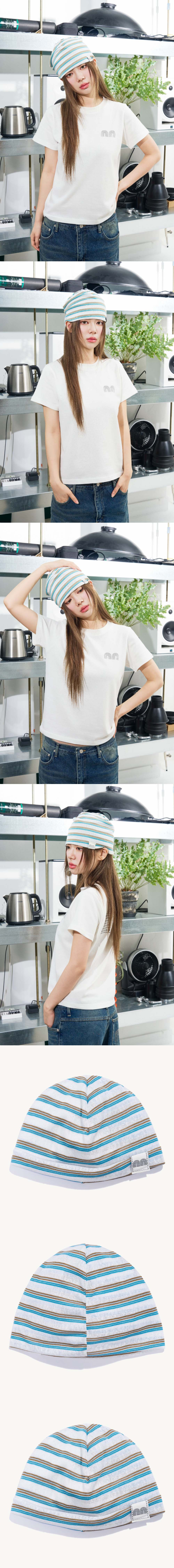 NN LABEL STRIPE BEANIE - 9 COLORS WHITE