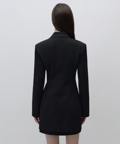 Women's Double-Breasted Blazer Dress [Black] thumbnail 4