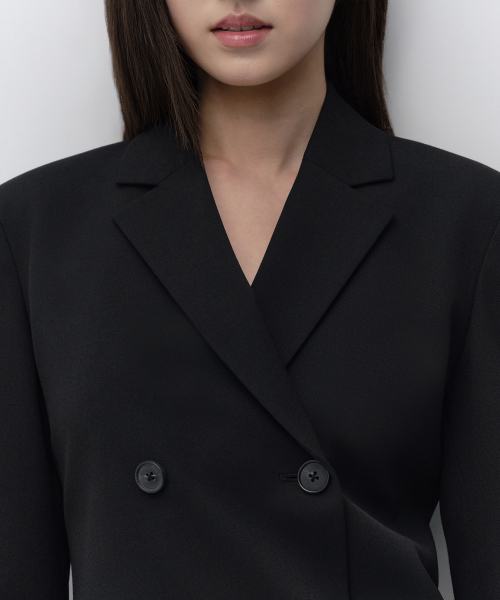 Women's Double-Breasted Blazer Dress [Black] thumbnail 5