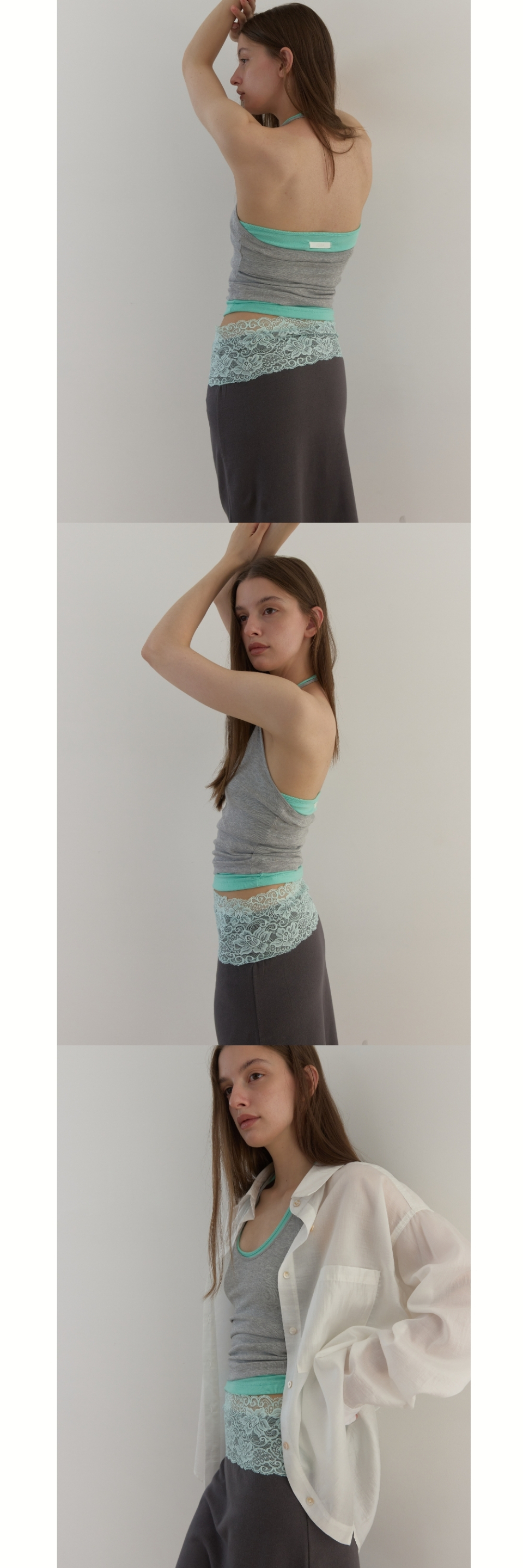 LACE WAIST SKIRT - 3 COLORS CHARCOAL