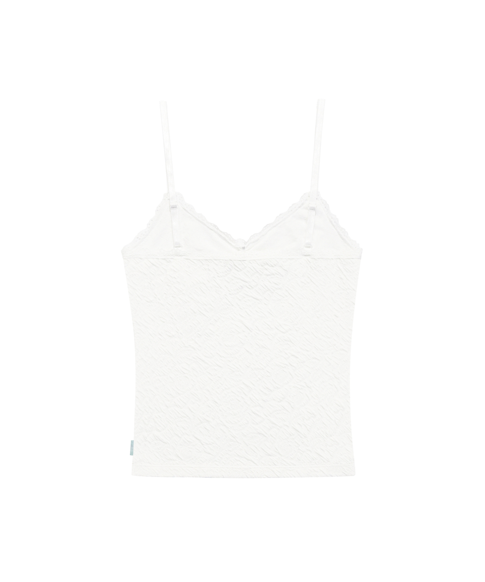 FLOWER EMBOSSED SLEEVELESS MINT - 4 COLORS IVORY