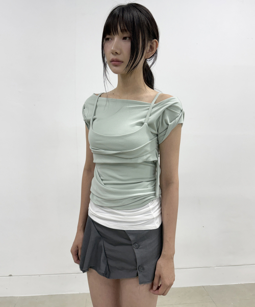 MUSINSA | FLAREUP Layered Bustier T-Shirt (FL-108_Mint)