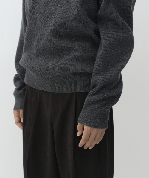 VICTORIA WOOL Minimal Ribbed Quarter-Zip Sweater Medium Gray thumbnail 7