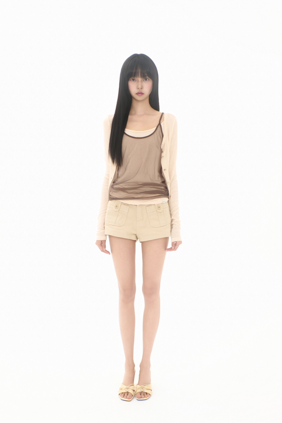 MIRECO SOFT MESH LAYER CAMI - 2 COLORS MOCHA