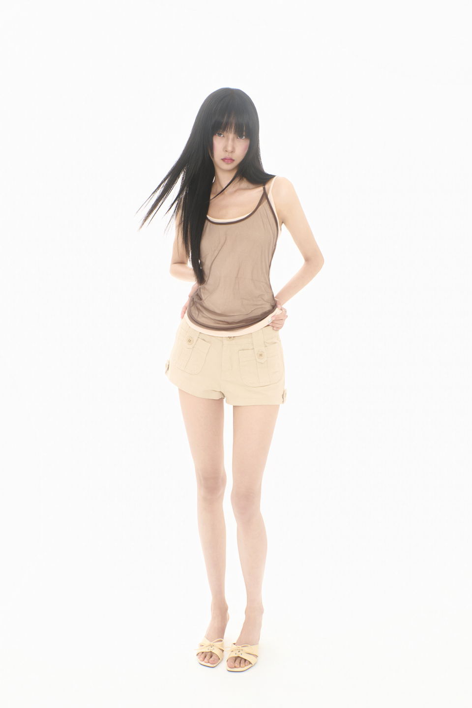 MIRECO SOFT MESH LAYER CAMI - 2 COLORS MOCHA