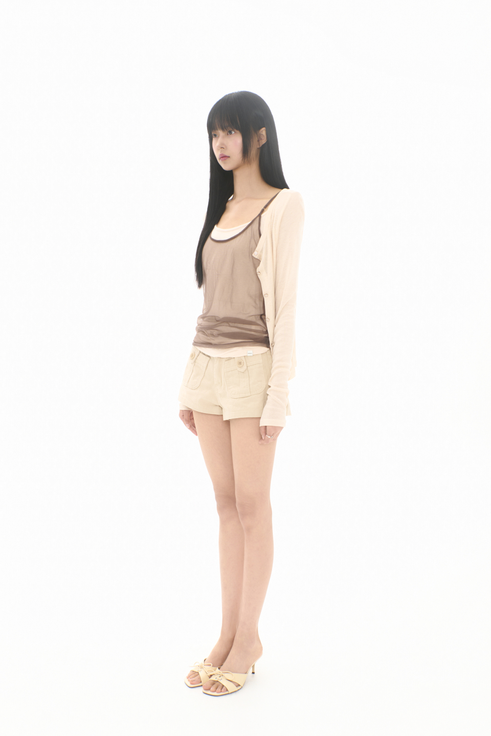 MIRECO SOFT MESH LAYER CAMI - 2 COLORS MOCHA