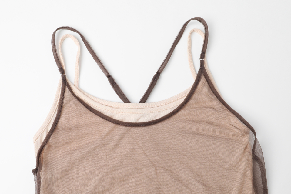 MIRECO SOFT MESH LAYER CAMI - 2 COLORS MOCHA