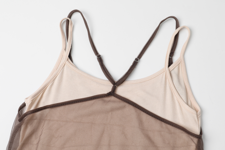 MIRECO SOFT MESH LAYER CAMI - 2 COLORS MOCHA