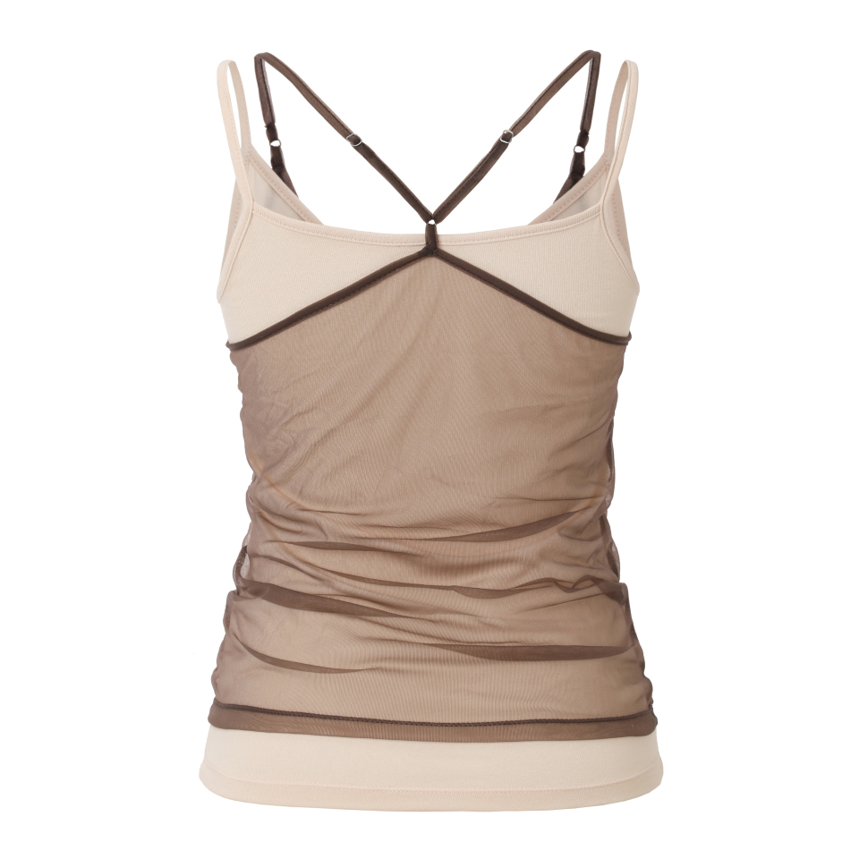 MIRECO SOFT MESH LAYER CAMI - 2 COLORS MOCHA