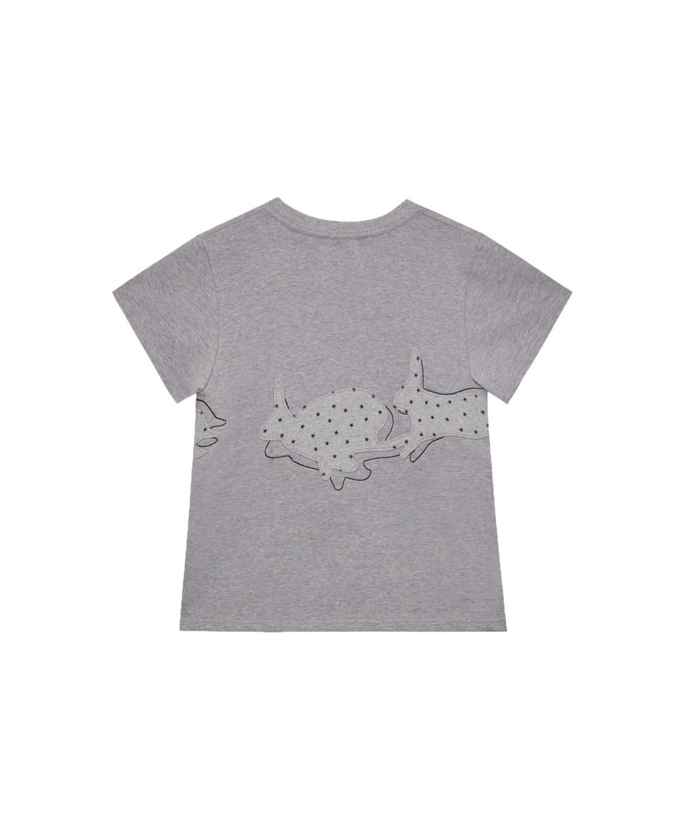 RABBIT APPLIQUE TEE - 2 COLORS GREY