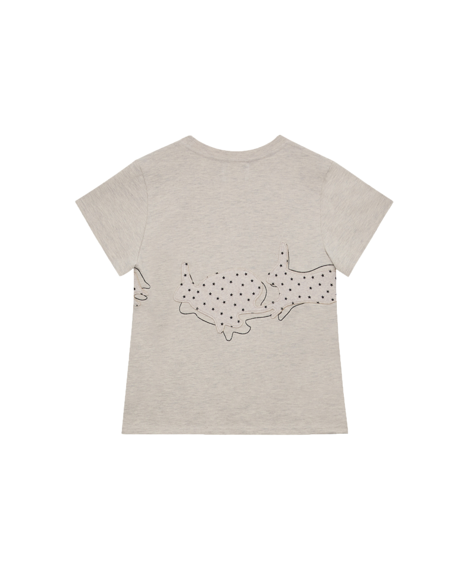RABBIT APPLIQUE TEE - 2 COLORS IVORY