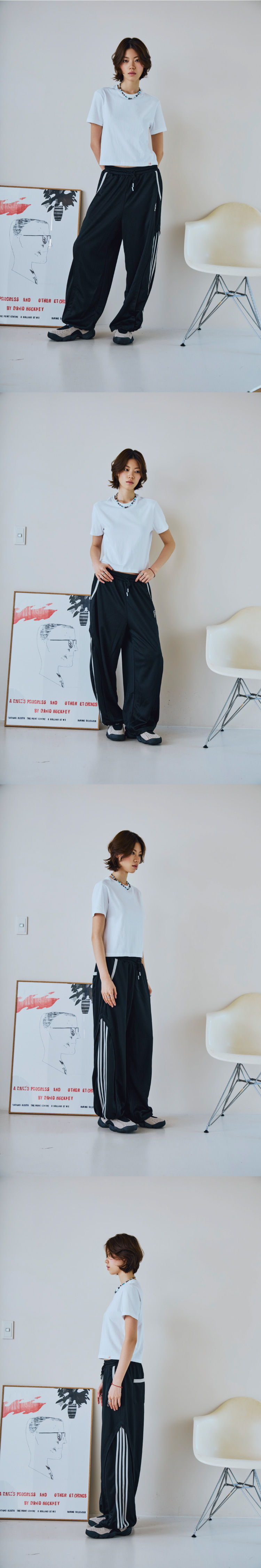 CURVED LINE TRACK PANTS - 2 COLORS BLACK
