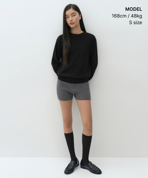 [Victoria Wool] Women's Crew Neck Knit [Black] thumbnail 4
