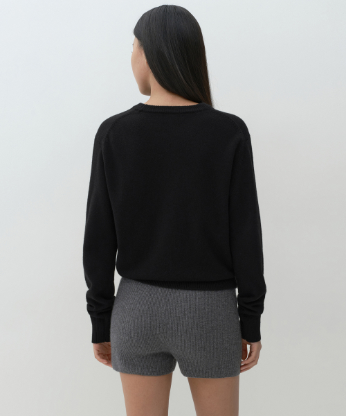 [Victoria Wool] Women's Crew Neck Knit [Black] thumbnail 5