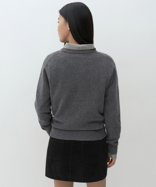 [Victoria Wool] Women's Crew Neck Knit [Heather Gray] thumbnail 3