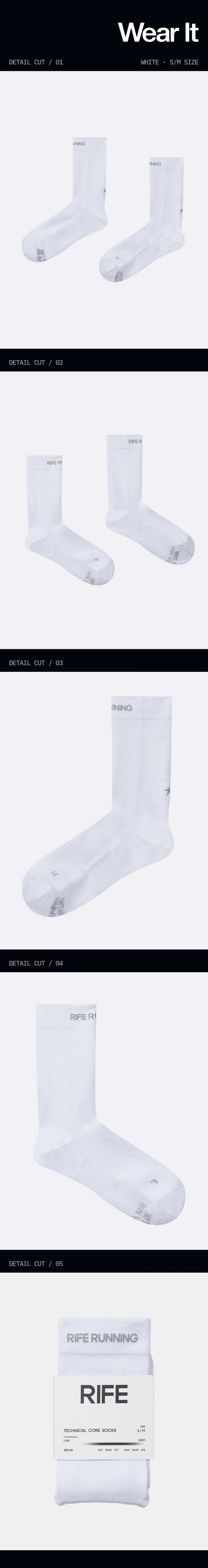 TECHNICAL CORE CUSHIONING RUNNING SOCKS - 2 COLORS WHITE