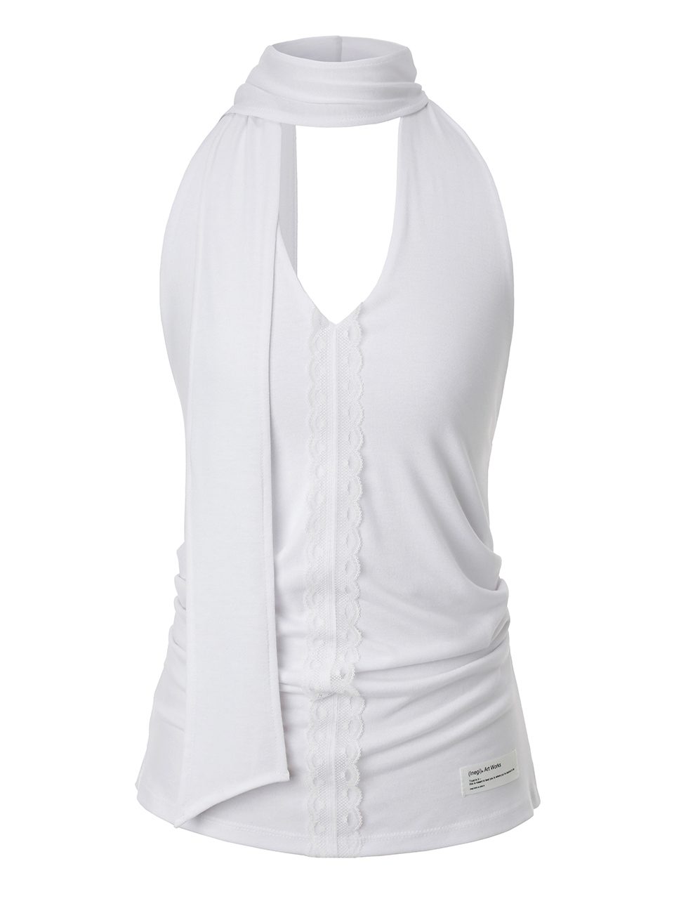 LACE HALTER TIE TOP - 2 COLORS WHITE