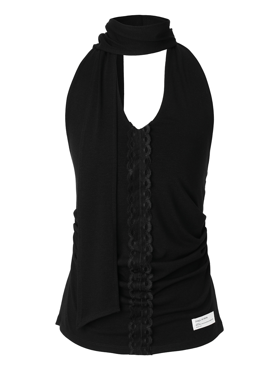 LACE HALTER TIE TOP - 2 COLORS BLACK