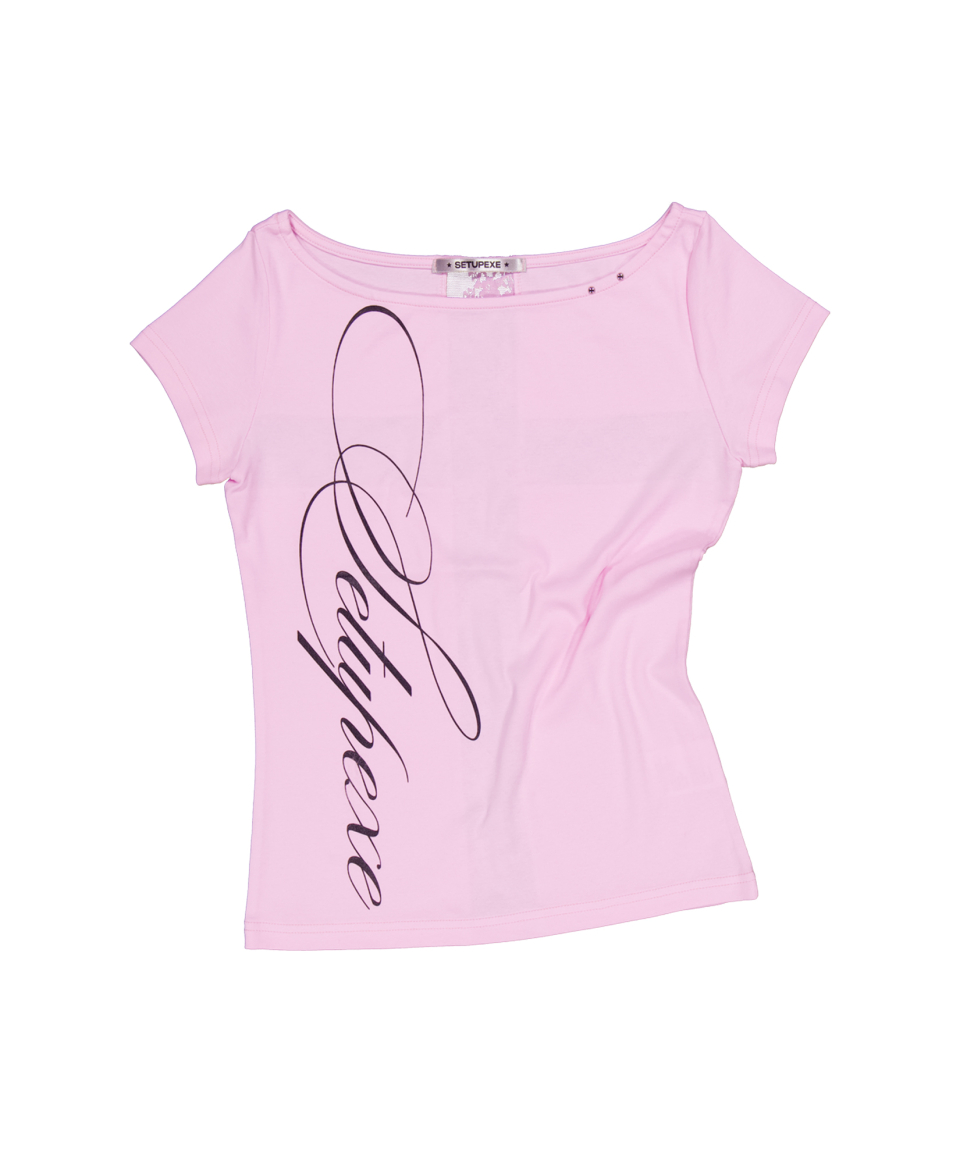 LACE CROSS T-SHIRT / PINK PINK