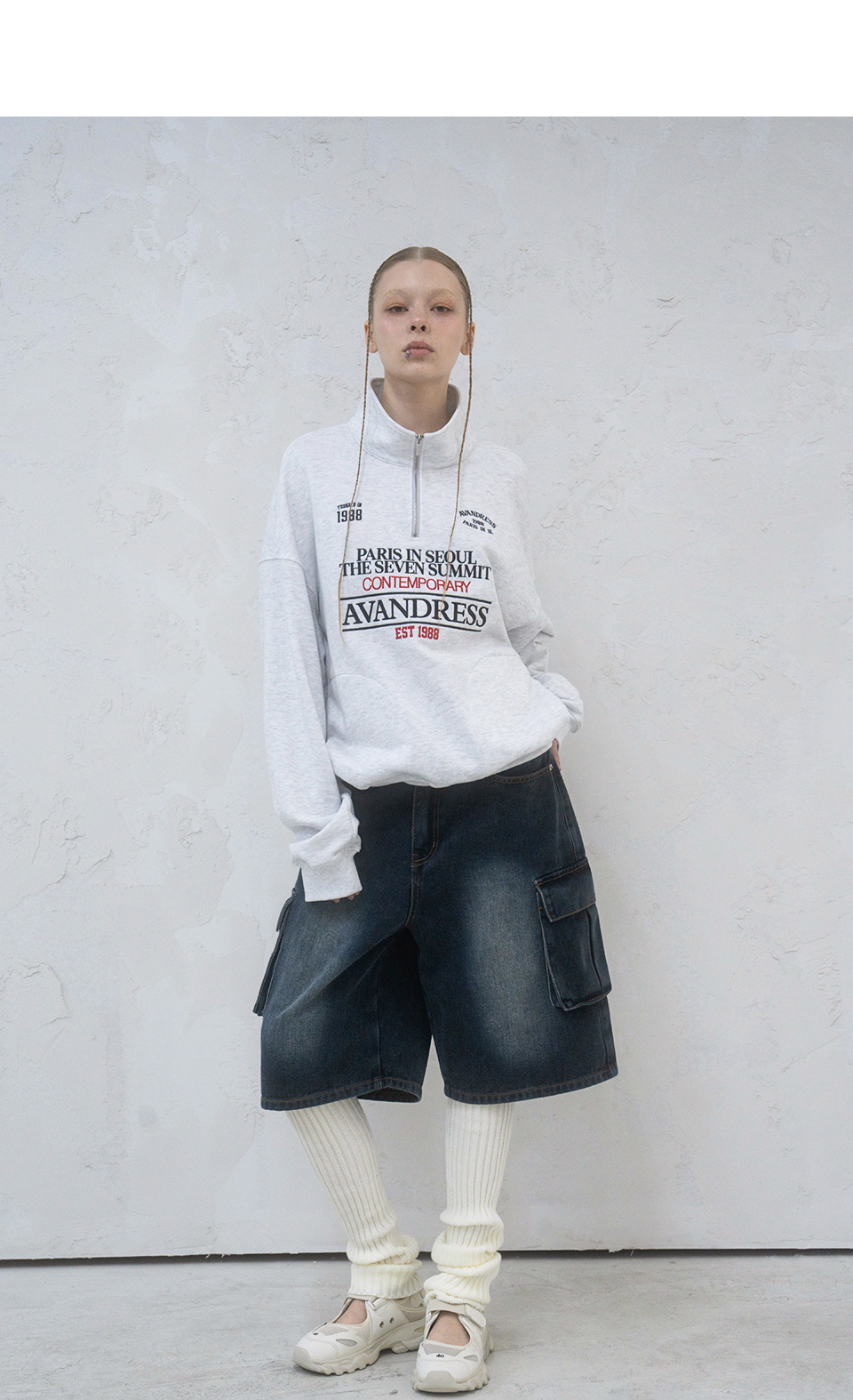 WIDE CARGO HALF DENIM SHORTS - 2 COLORS BLUE