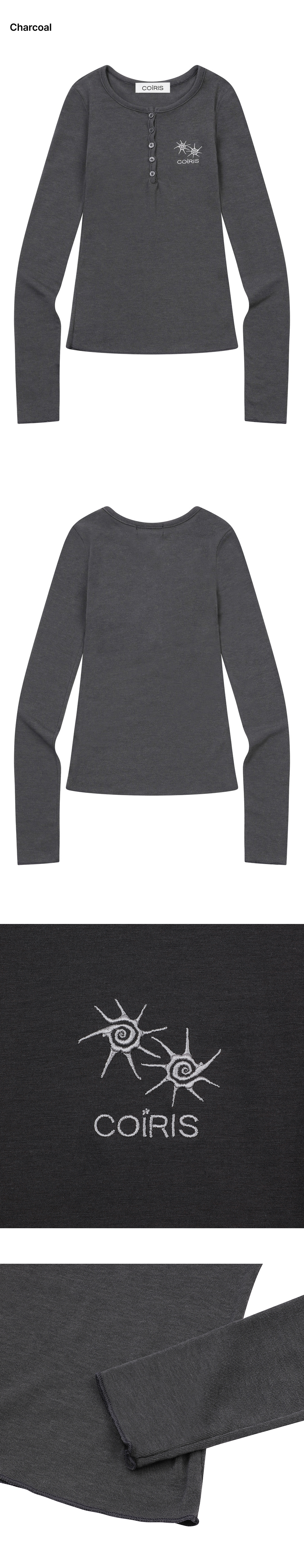 BUTTON LONG SLEEVE TEE - 2 COLORS BLACK