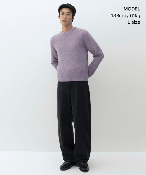 VICTORIA WOOL Minimal Ribbed Crop Knit [Purple] thumbnail 2