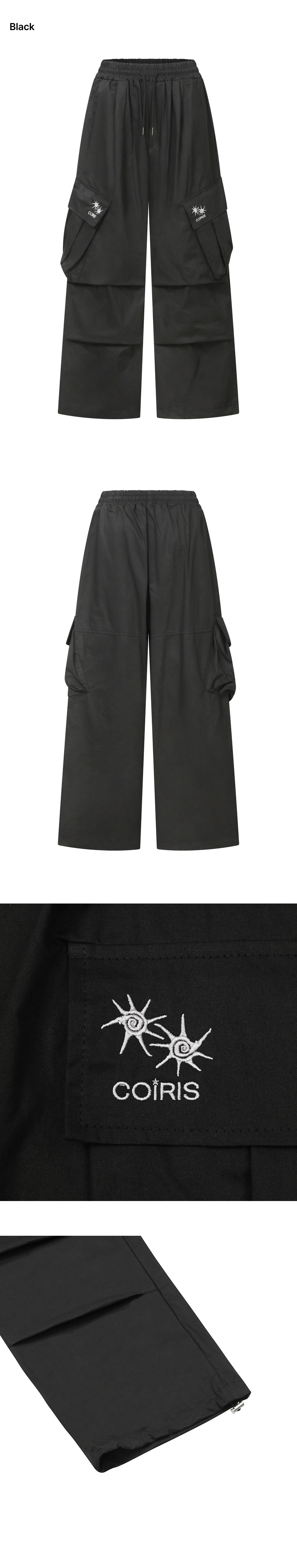 VIENNO PARACHUTE WIDE CARGO PANTS - 3 COLORS BLACK